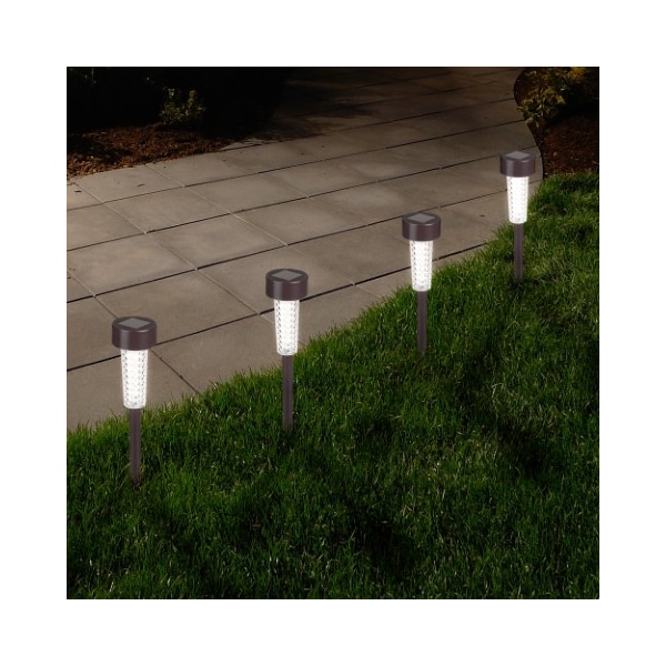 Nature Spring Set of 4 Solar Powered Lights, LED Outdoor Stake Fixture for Gardens, Pathways, and Patios, Bronze 759962MUN - main